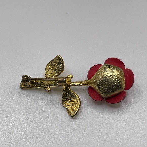 “Tale as Old as Time” Gold and Red Rose Brooch and Bracelet Costume Bundle - Picture 3 of 4